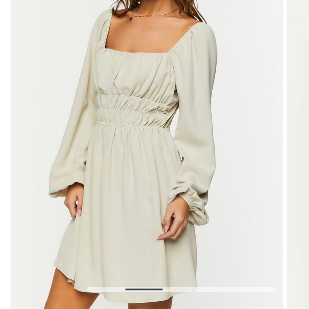 Forever 21 Cream Long Sleeve Dress - Picture 3 of 4